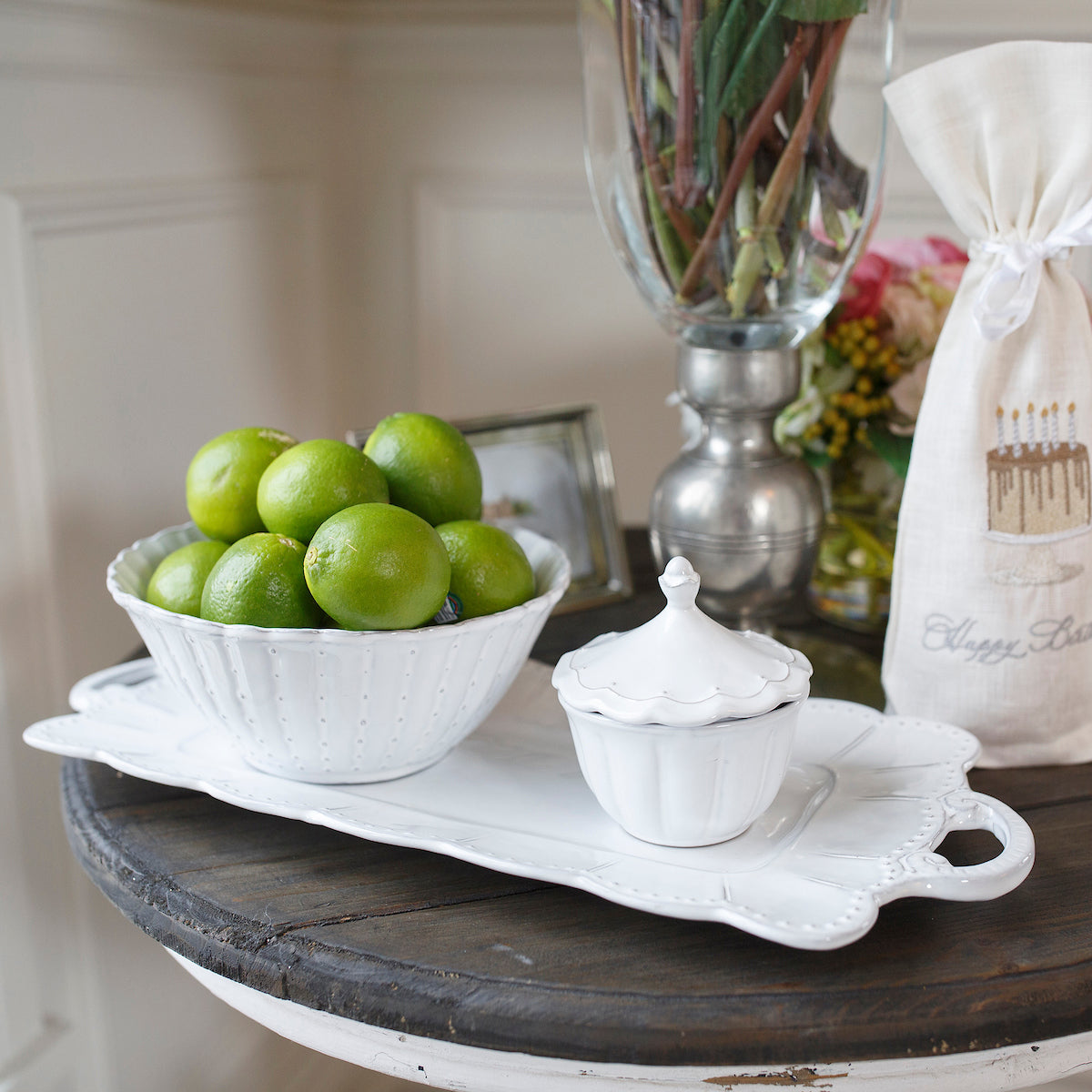 Bella Bianca Rectangular Tray | Italian Stoneware Serving Platter