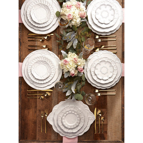 arte-italica-bella-bianca-ribbon-bread-canape-plate-stoneware full table overhead view