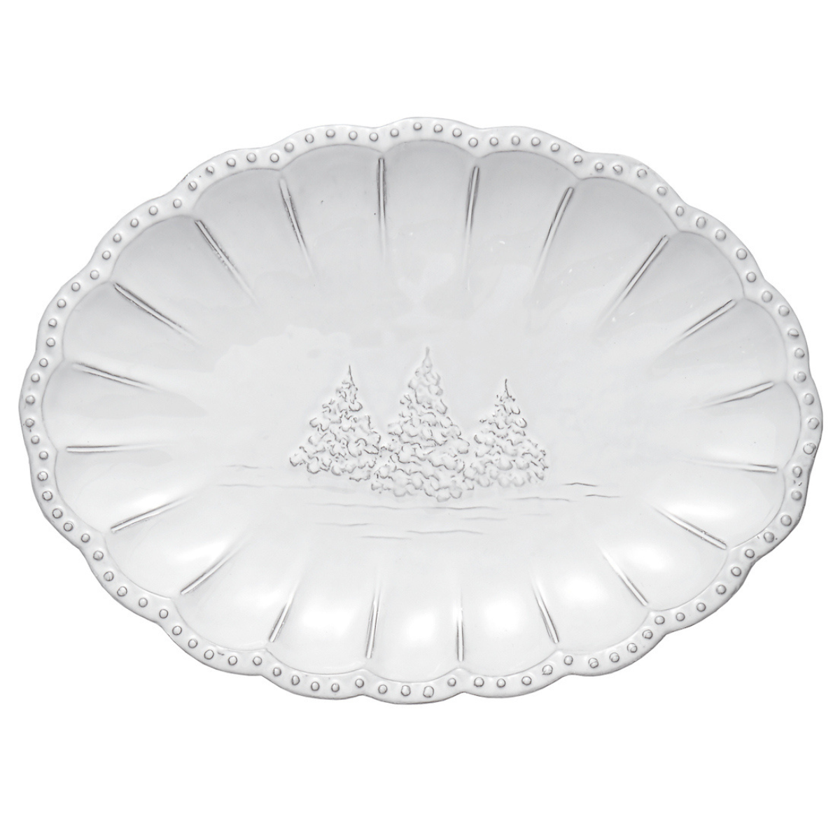 Arte Italica Bella Natale beaded oval platter Italian stoneware holiday