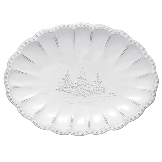 Arte Italica Bella Natale beaded oval platter Italian stoneware holiday