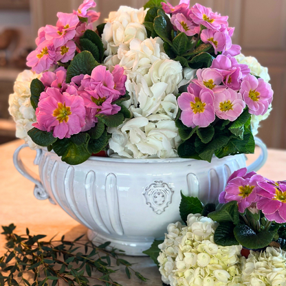 arte italica bella bianca garden urn with flowers on counter