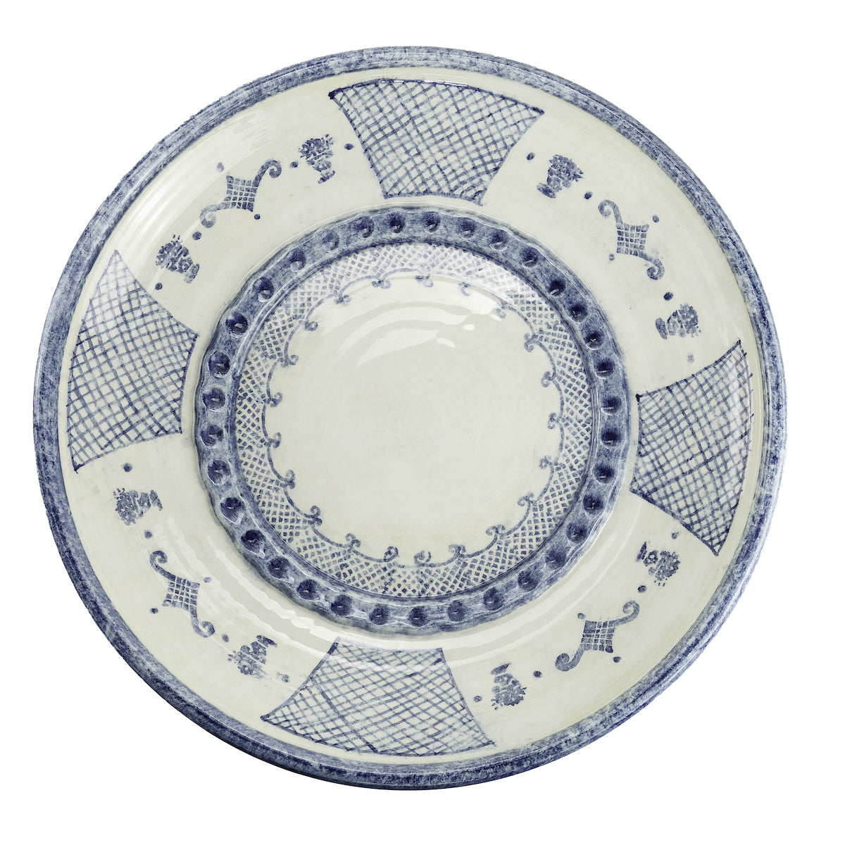 Arte Italica Burano large limited platter blue ceramic Italian hand painted dinnerware, serving platter signed by artist