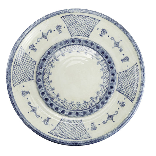 Arte Italica Burano large limited platter blue ceramic Italian hand painted dinnerware, serving platter signed by artist