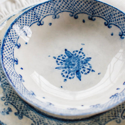 Arte Italica Burano pasta and soup bowl blue ceramic Italian hand painted dinnerware detail of bowl bottom