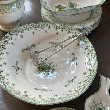 Arte Italica Burano pasta serving bowl green ceramic Italian hand painted dinnerware detail of bowl interior