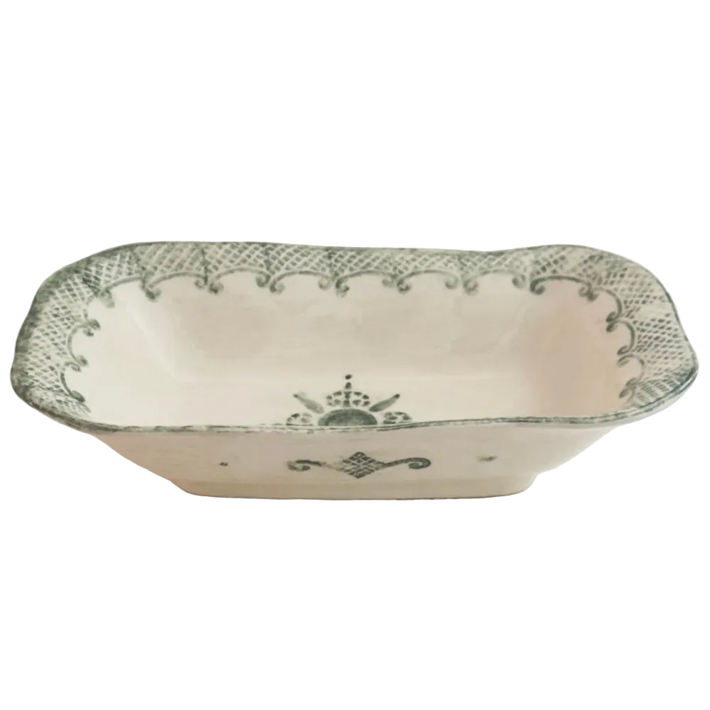Arte Italica Burano rectangular dish green ceramic Italian hand painted dinnerware