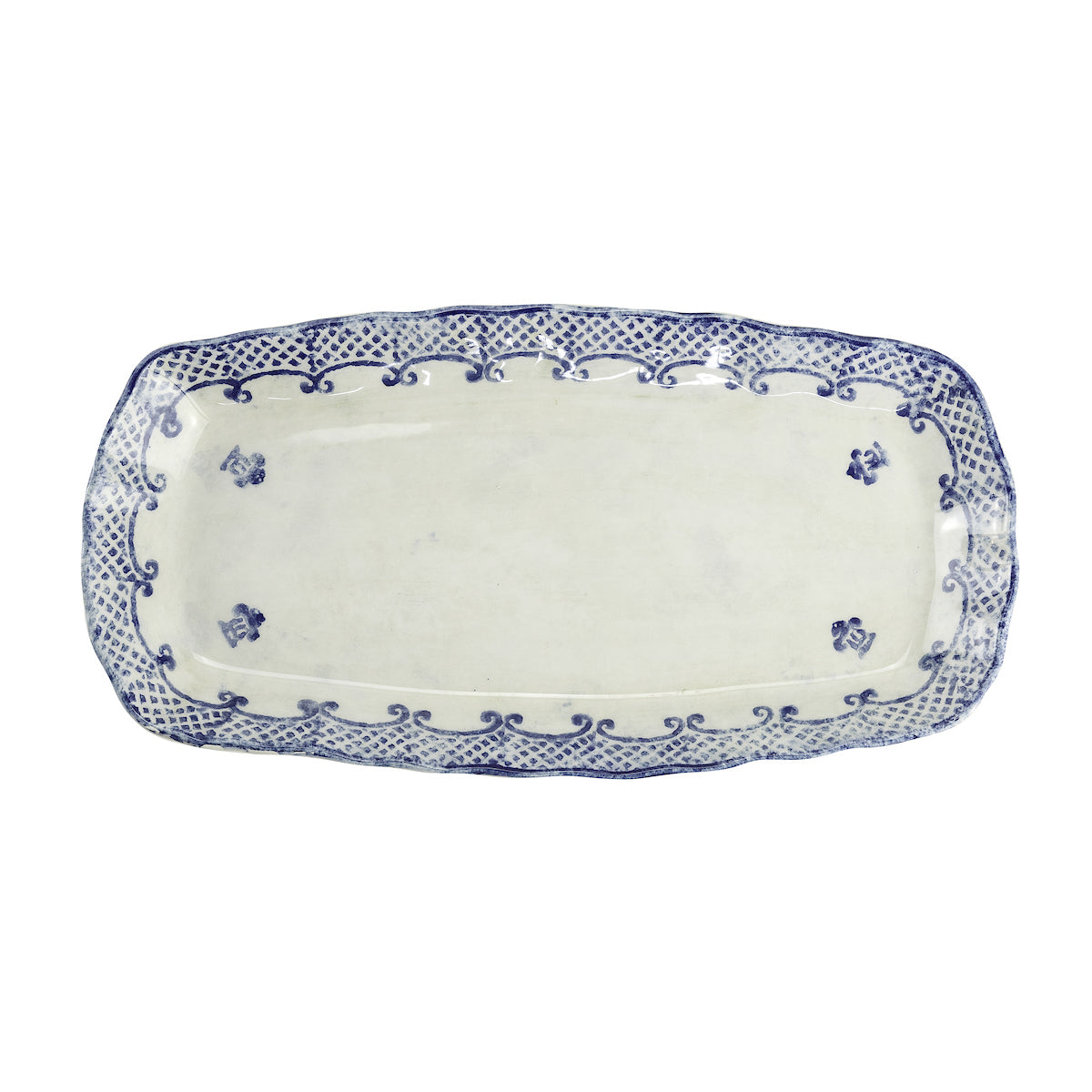 Arte Italica Burano rectangular tray blue ceramic Italian hand painted dinnerware