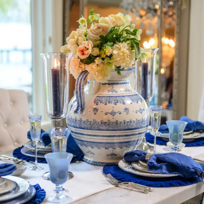 Arte Italica Burano round 2-handled Amphora blue ceramic Italian hand painted  on set table