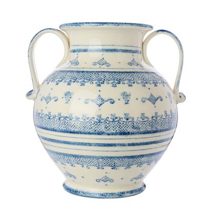 Arte Italica Burano round 2-handled Amphora blue ceramic Italian hand painted  silo