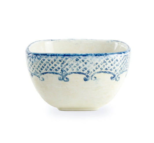 Arte Italica Burano square bowl blue ceramic Italian hand painted dinnerware, serving bowl