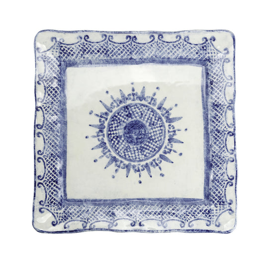 Arte Italica Burano square dinner plate blue ceramic Italian hand painted dinnerware
