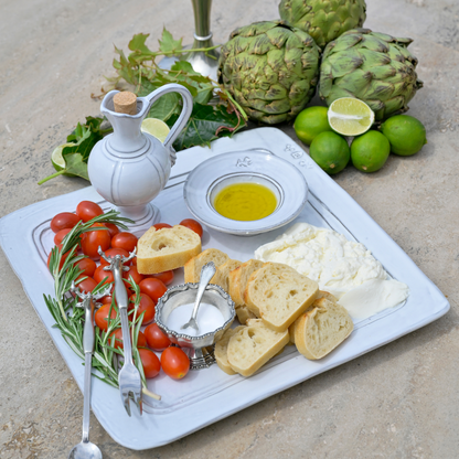Firenze Square Platter white Italian stoneware luxury serving platter with food service