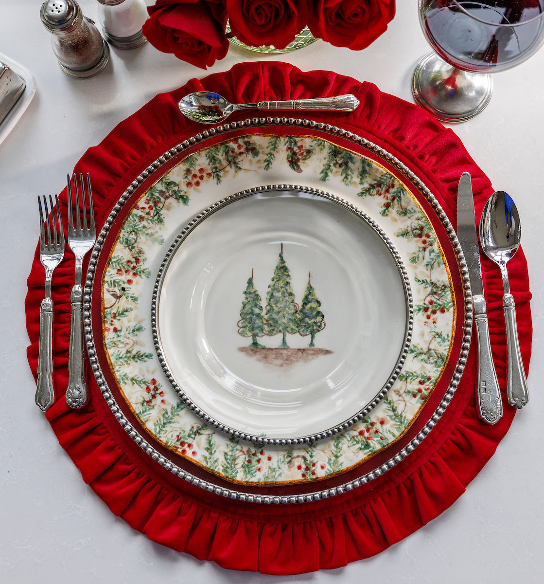 ネイタルデザイン　Natal Design ROMANTIC MEAL DISH Natale Dinner Plate – Hand Painted Christmas Ceramic | Arte Italica