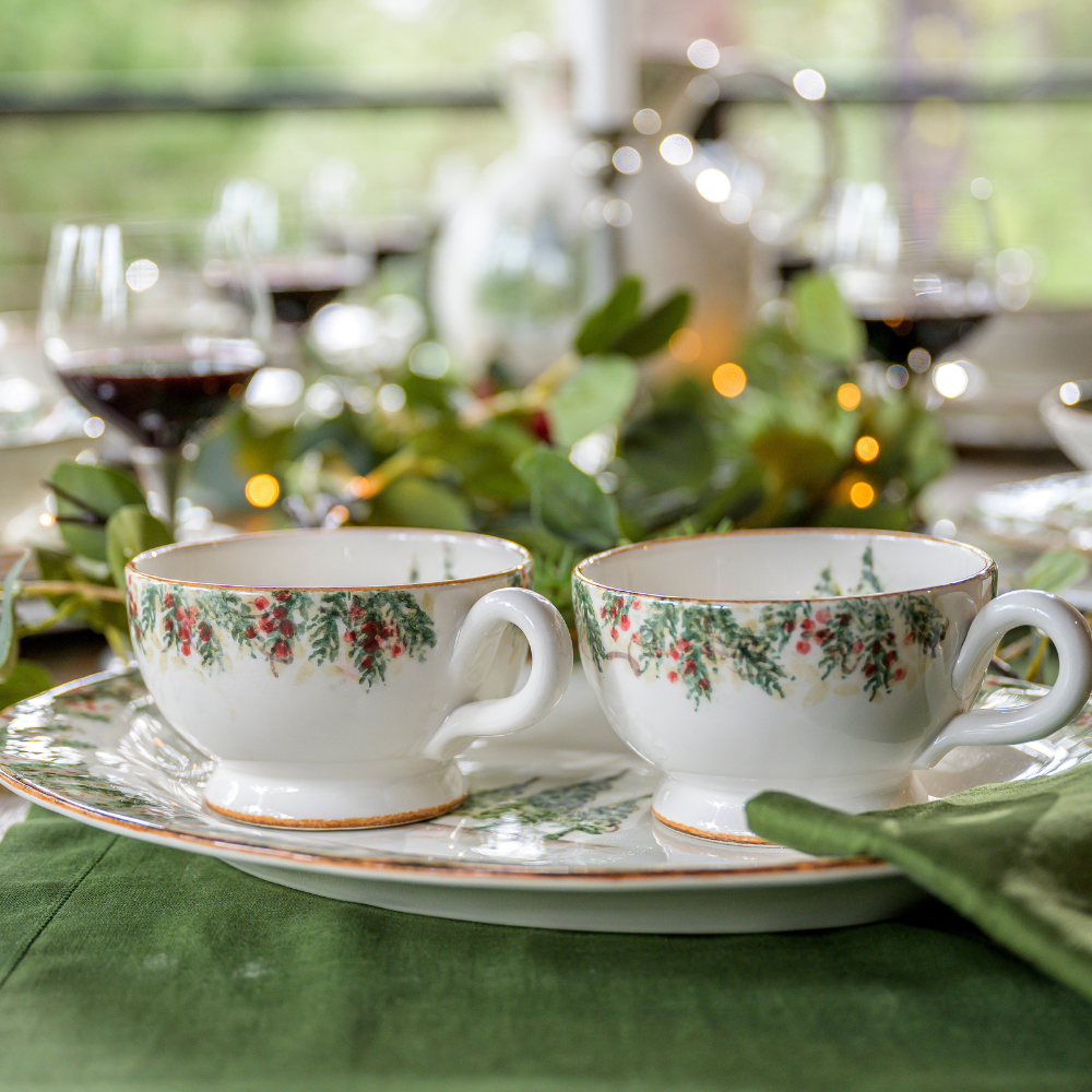 Arte Italica Natale grande cup hand painted Italian ceramic holiday coffee