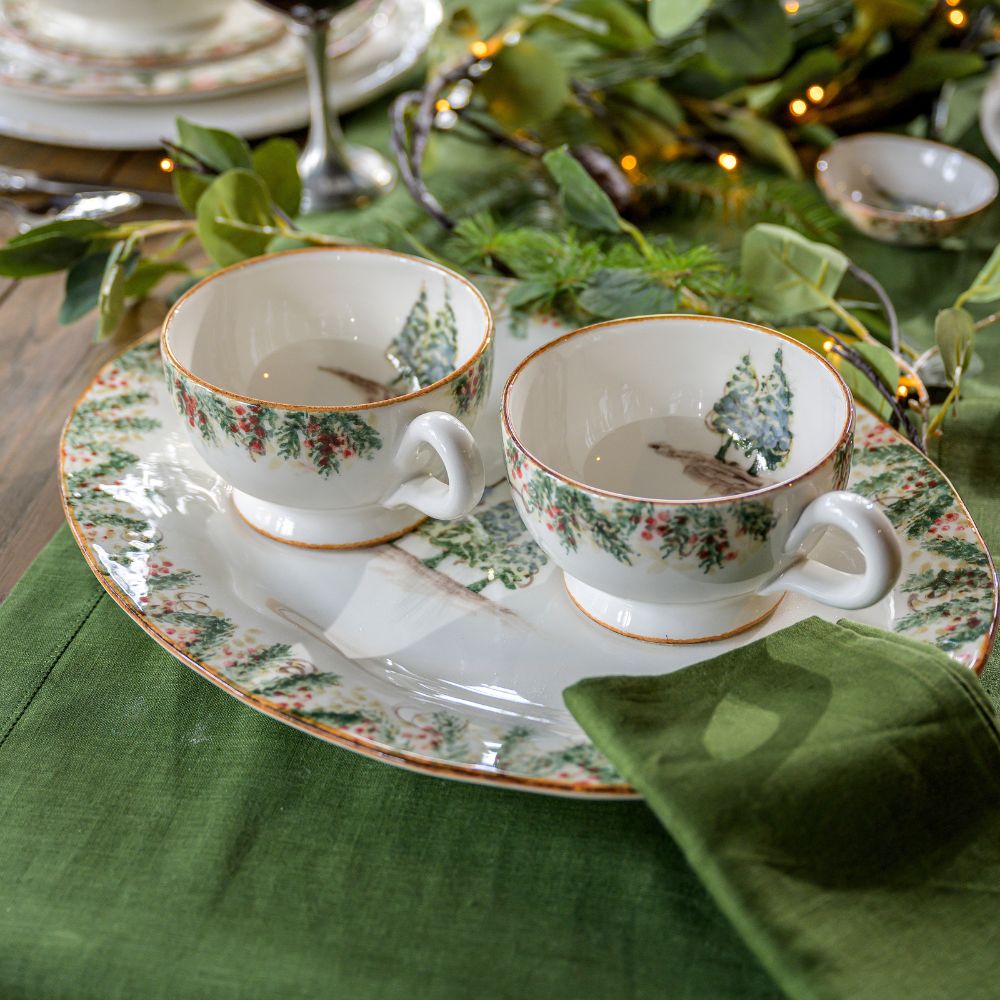 Arte Italica Natale grande cup hand painted Italian ceramic holiday coffee