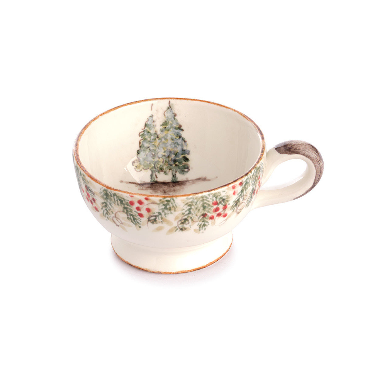 Arte Italica Natale grande cup hand painted Italian ceramic holiday coffee