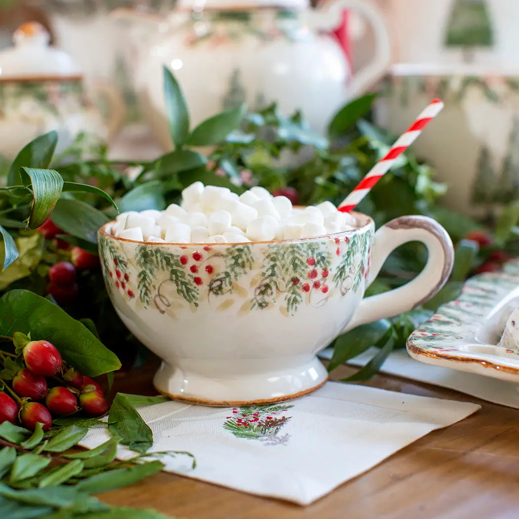 Arte Italica Natale grande cup hand painted Italian ceramic holiday coffee