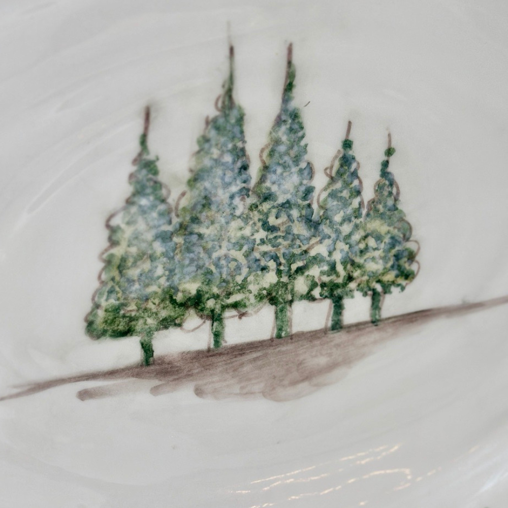 Arte Italica Natale large oval serving platter hand painted winterberries Italian ceramic holiday serving