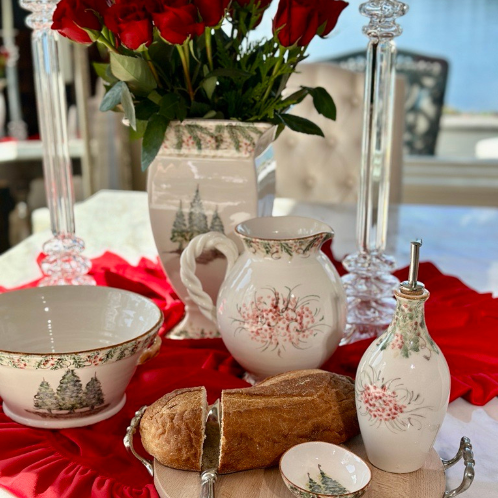 Arte Italica Natale small pitcher hand painted Italian ceramic holiday serveware