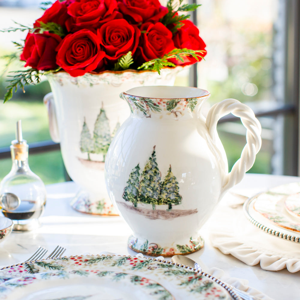 Arte Italica Natale small pitcher hand painted Italian ceramic holiday serveware