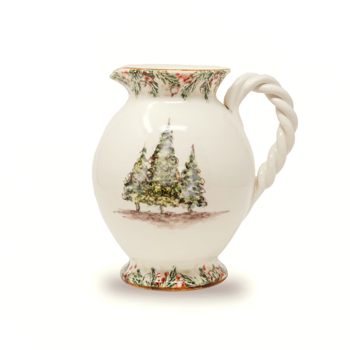 Arte Italica Natale small pitcher hand painted Italian ceramic holiday serveware