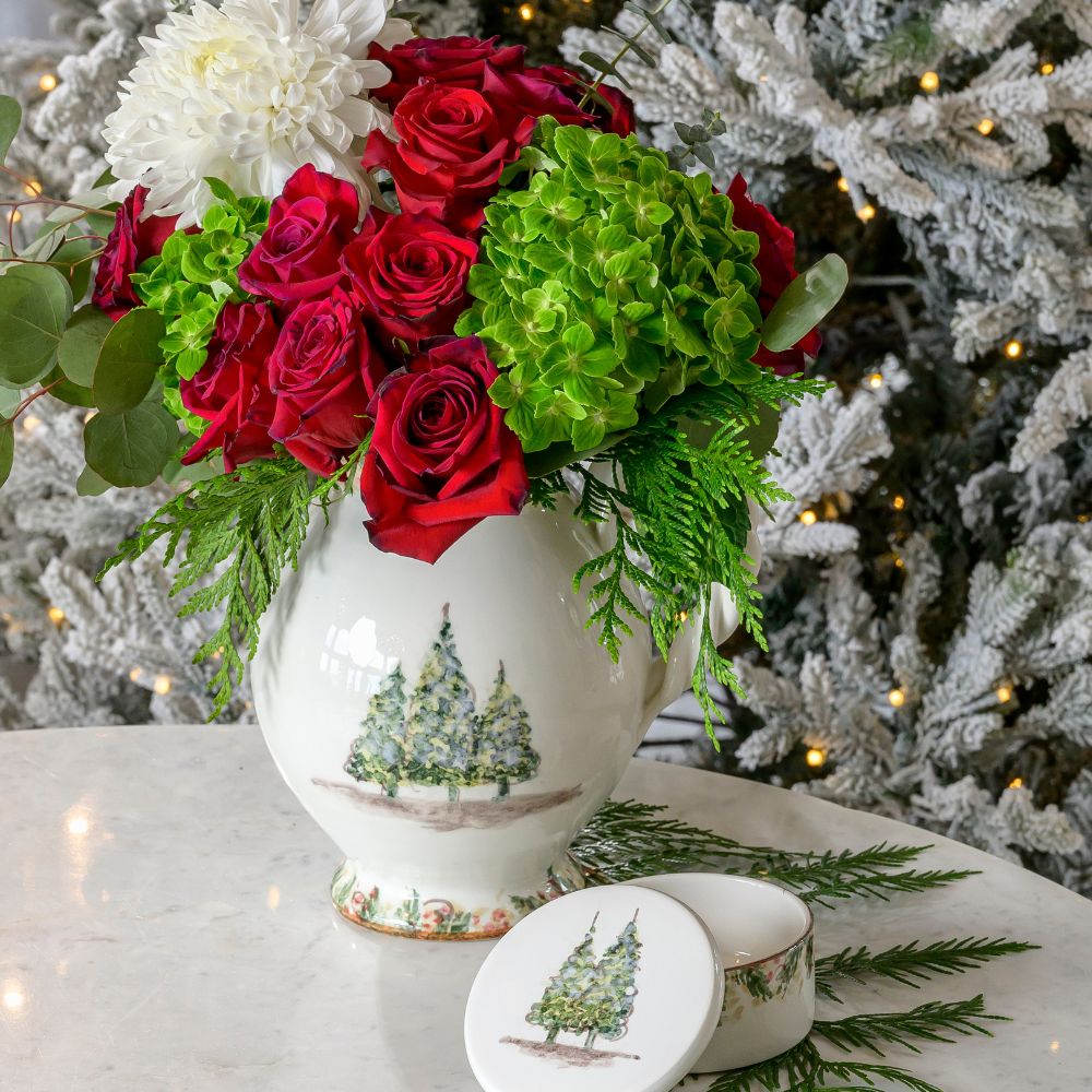 Arte Italica Natale small pitcher hand painted Italian ceramic holiday serveware