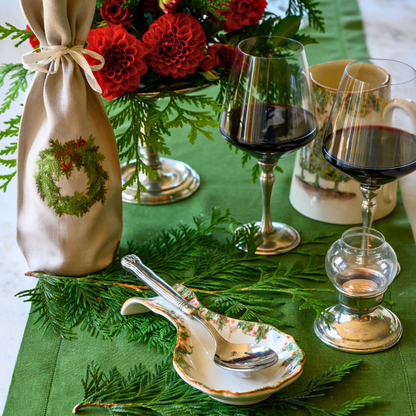 Arte Italica Natale spoon rest hand painted pine boughs Italian ceramic kitchen accessory