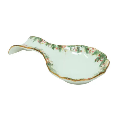 Arte Italica Natale spoon rest hand painted pine boughs Italian ceramic kitchen accessory