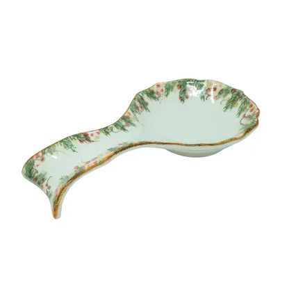 Arte Italica Natale spoon rest hand painted pine boughs Italian ceramic kitchen accessory