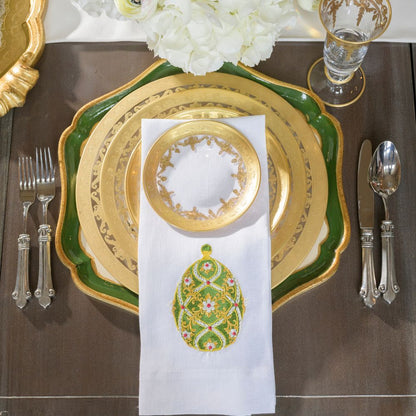 Imperial Green Easter Egg Linen Towel - New