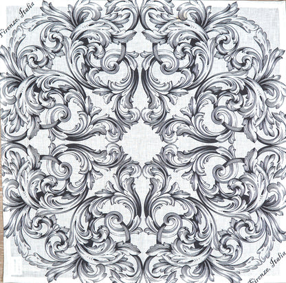 Firenze Large Napkin white Italian linen napkin for table setting full pattern view