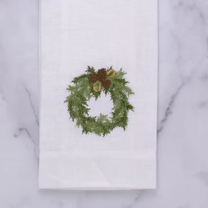 Juniper Wreath Linen Towel