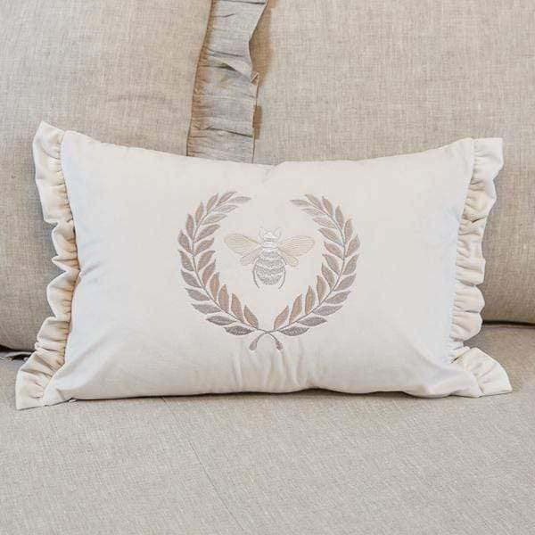 Crown Linen Designs Decor Pillows Off White (Two Tone) Bumble Bee Velvet Decor Pillow