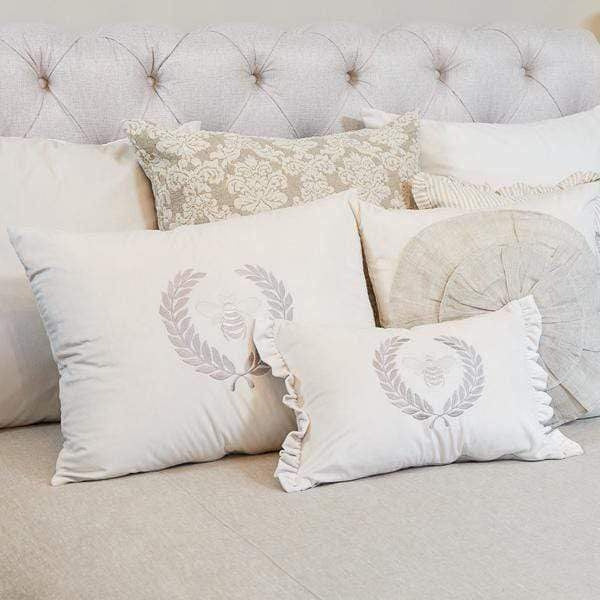Crown Linen Designs Decor Pillows Off White (Two Tone) Bumble Bee Velvet Decor Pillow
