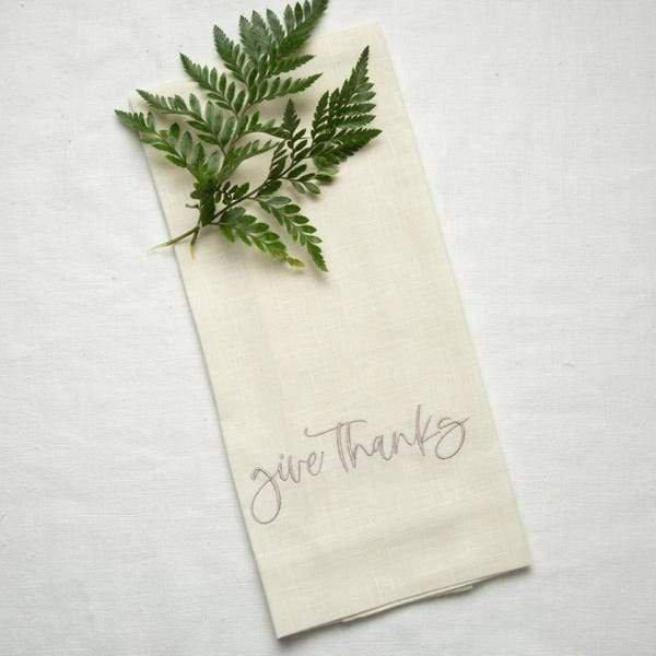 Crown Linen Designs Give Thanks Linen Towel