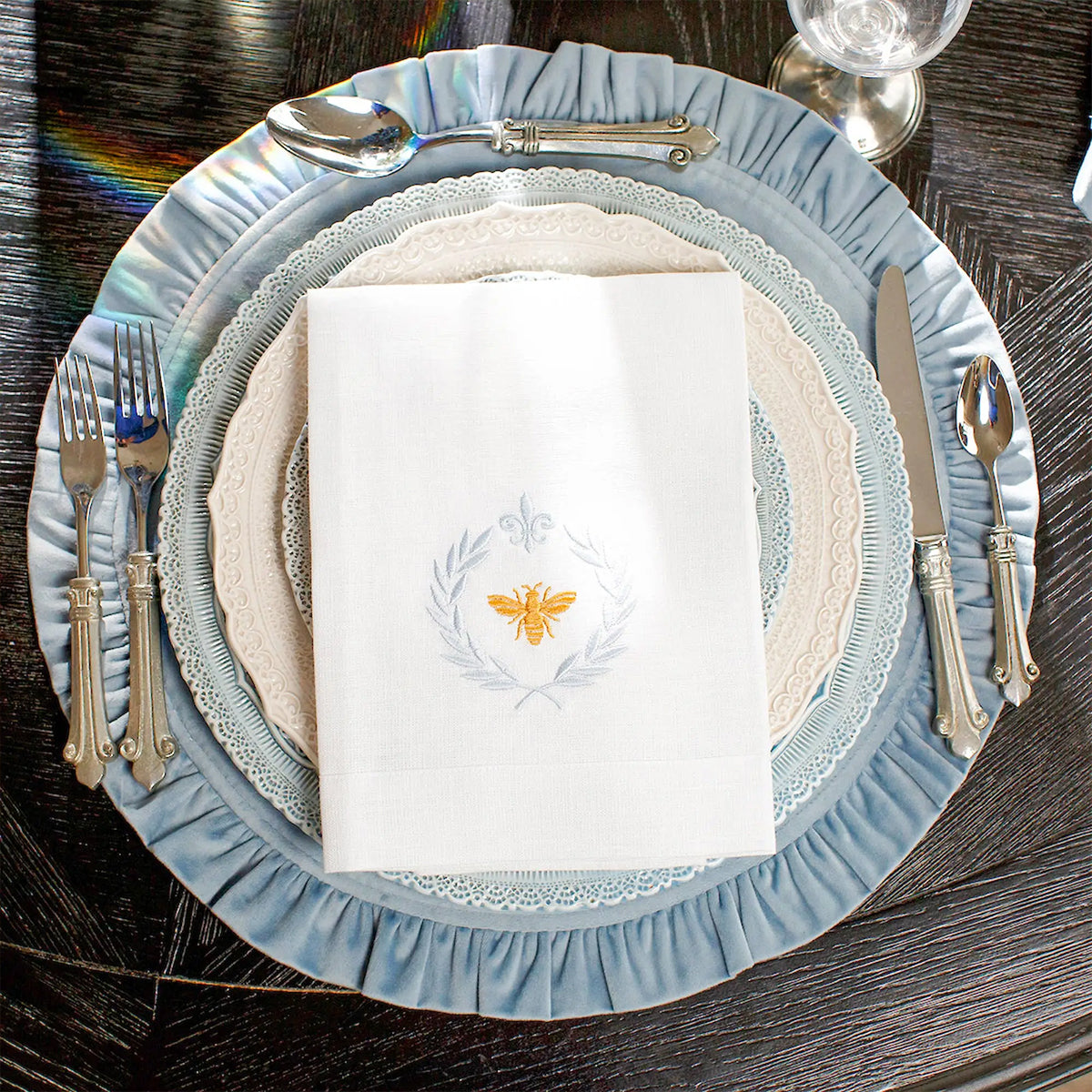 Velvet Round Placemat with Ruffle