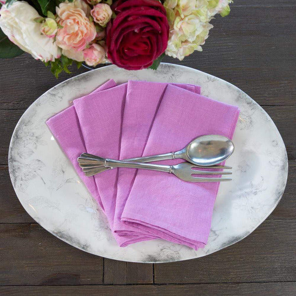Crown Linen Designs Napkin Sets Rose Pink Washed Linen Napkin Set