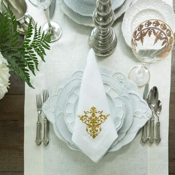 Crown Linen Designs Napkins White (Gold) Victorian Large Napkin