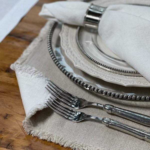 Crown Linen Designs Placemat, Provence, Natural/Off White Reversible, Fringe