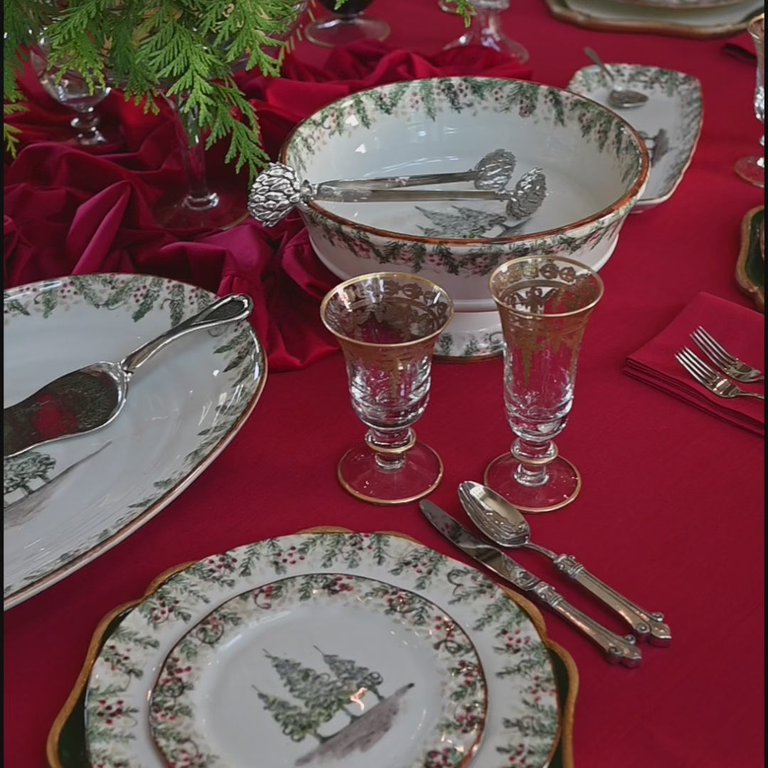 Arte Italica Natale large oval serving platter hand painted winterberries Italian ceramic holiday serving