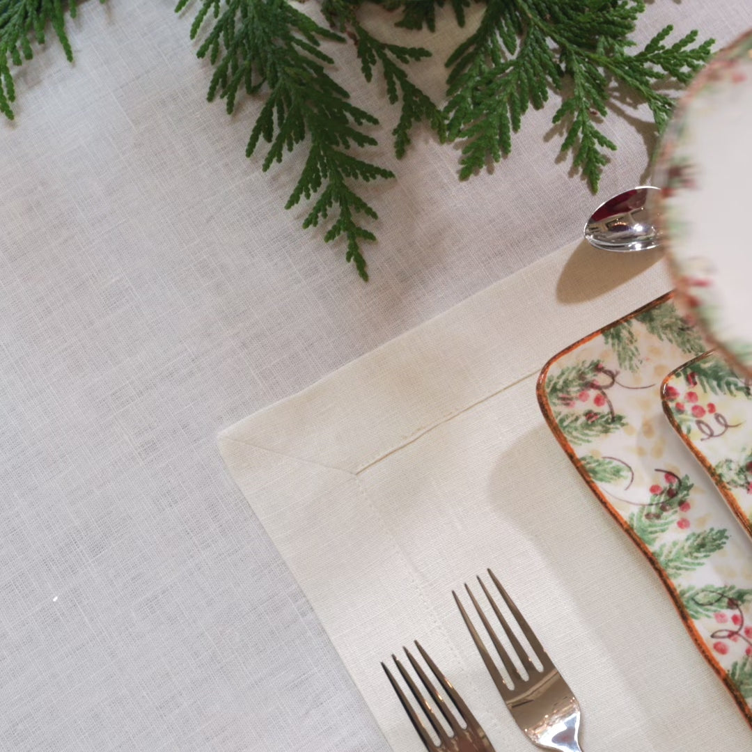 Arte Italica Natale bread and canapé plate hand painted snowy evergreens Italian ceramic