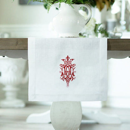 Royal Embroidered Linen Table Runner - 17" Wide