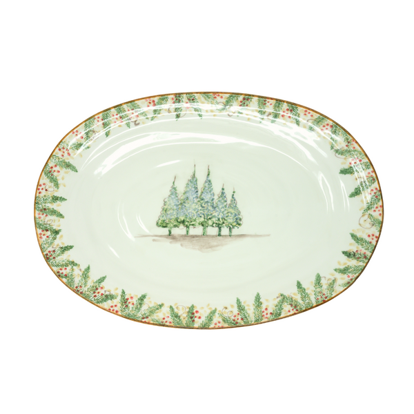ネイタルデザイン　Natal Design ROMANTIC MEAL DISH Natale Large Oval Platter | Hand-Painted Italian Ceramic Christmas