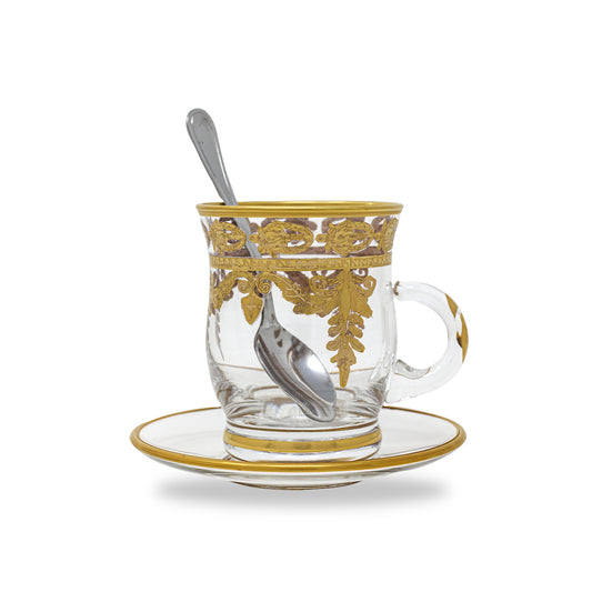Vetro Gold Cup & Saucer, with Spoon