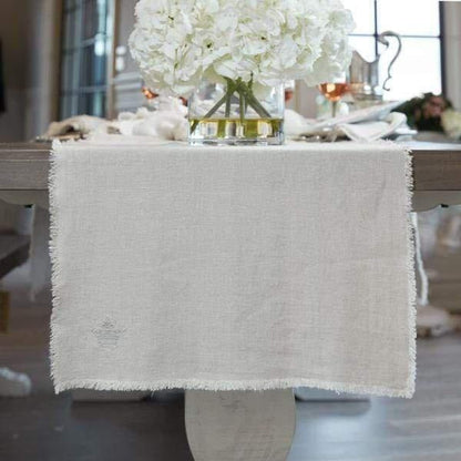 Crown Linen Designs Table Runners 70" / Natural Provence Linen Runner with Fringe - 22" Wide