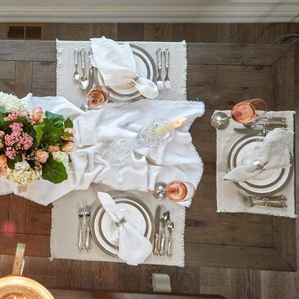 Crown Linen Designs Table Runners Provence Linen Runner with Fringe - 22" Wide