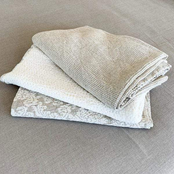 Crown Linen Designs Throws Taupe Jacquard Linen Throw Blanket