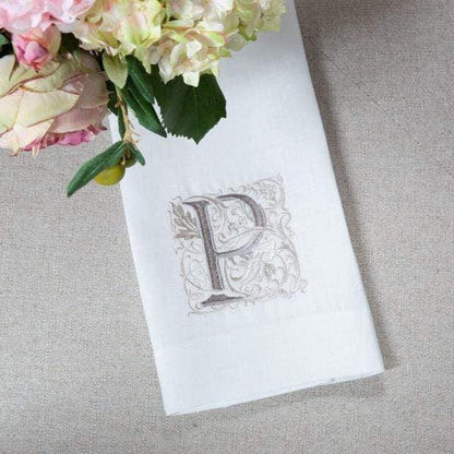 Crown Linen Designs Towels Monogram Linen Towel - Assorted Letters