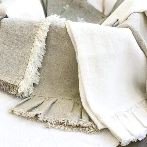 Crown Linen Designs Towels Provence Linen Towel with Ruffle and Fringe