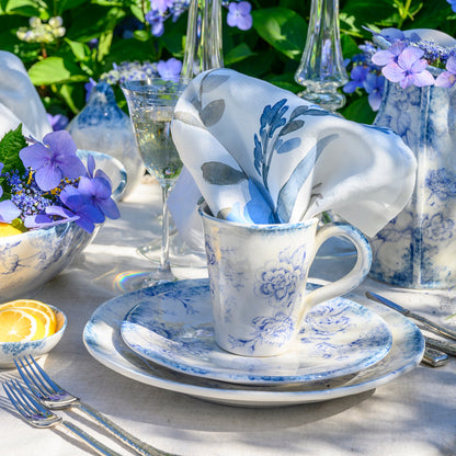Grande Serviette Bleu Aquarelle Florale